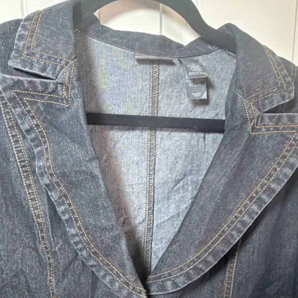 BISOU BISOU Button Collared Short Jacket Dark Blue Women's Size 12 - Picture 11 of 11